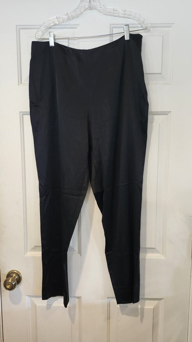 Talbots Collection Italian Fabric Black Dress Pant Pull On Trousers Size 14 #275